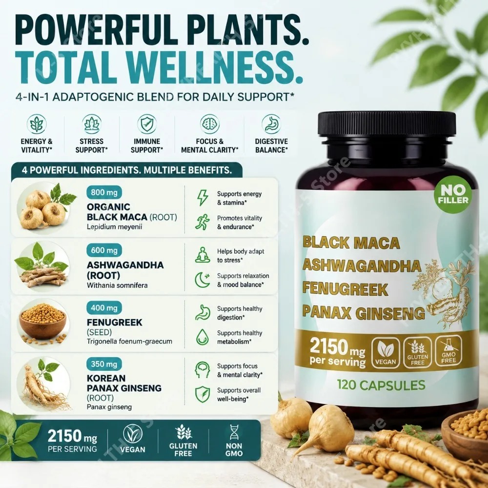 Cápsulas 4 en 1 de Maca Negra  - Valerian Root Capsule reseña y precio