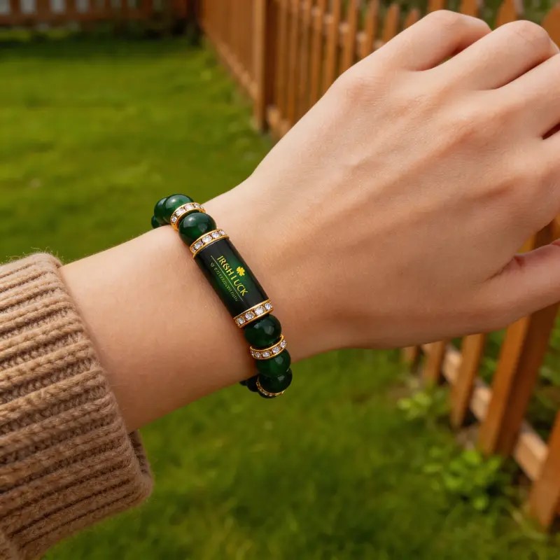 Pulsera de Ágata Verde con Tré - Red Clover Flower reseña y precio
