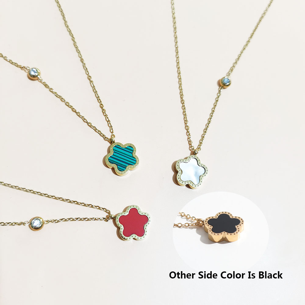Collar de acero inoxidable cha - Red Clover Flower reseña y precio