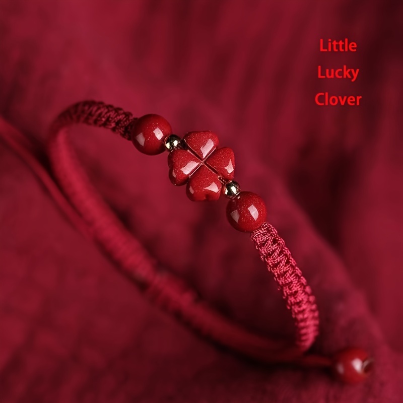 Pulsera trenzada de cordón roj - Red Clover Flower reseña y precio